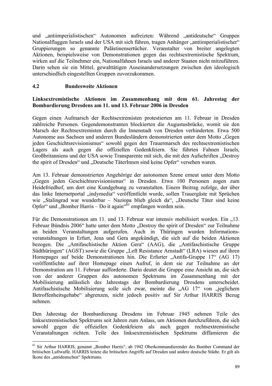 Seite 89 des Verfassungsschutzbericht 2006 Thüringen