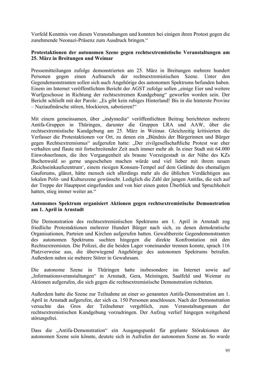 Seite 95 des Verfassungsschutzbericht 2006 Thüringen