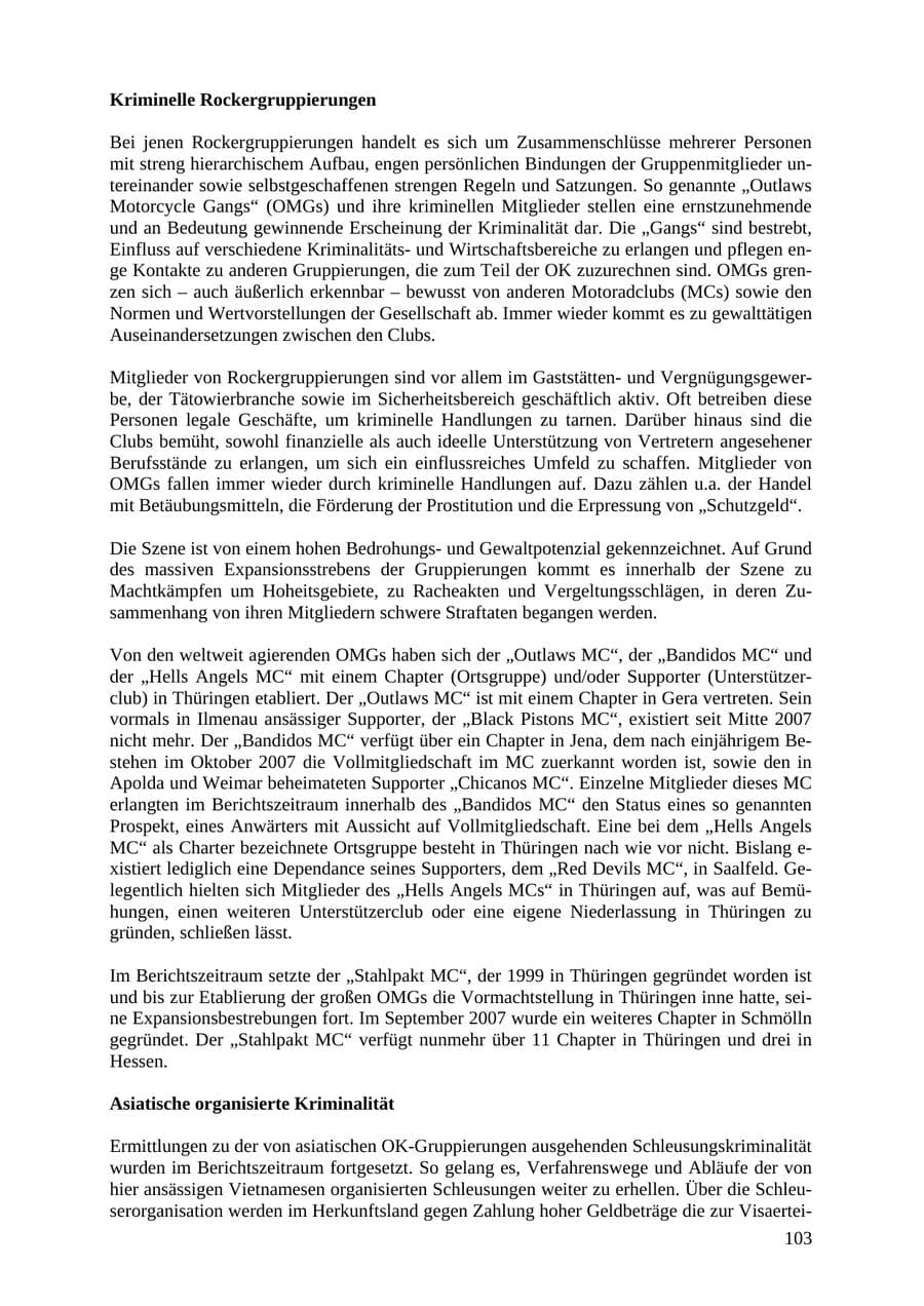 Seite 103 des Verfassungsschutzbericht 2007 Thüringen