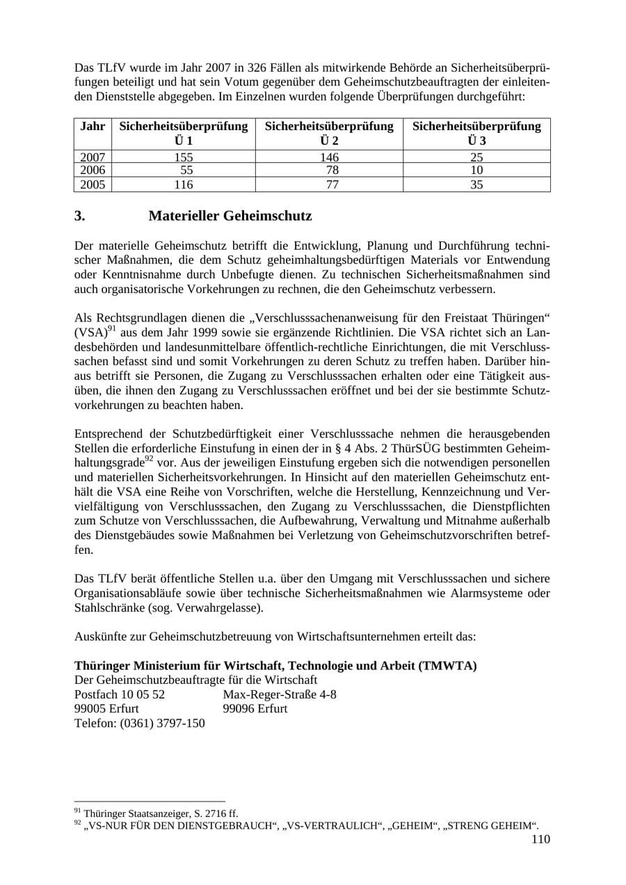 Seite 110 des Verfassungsschutzbericht 2007 Thüringen