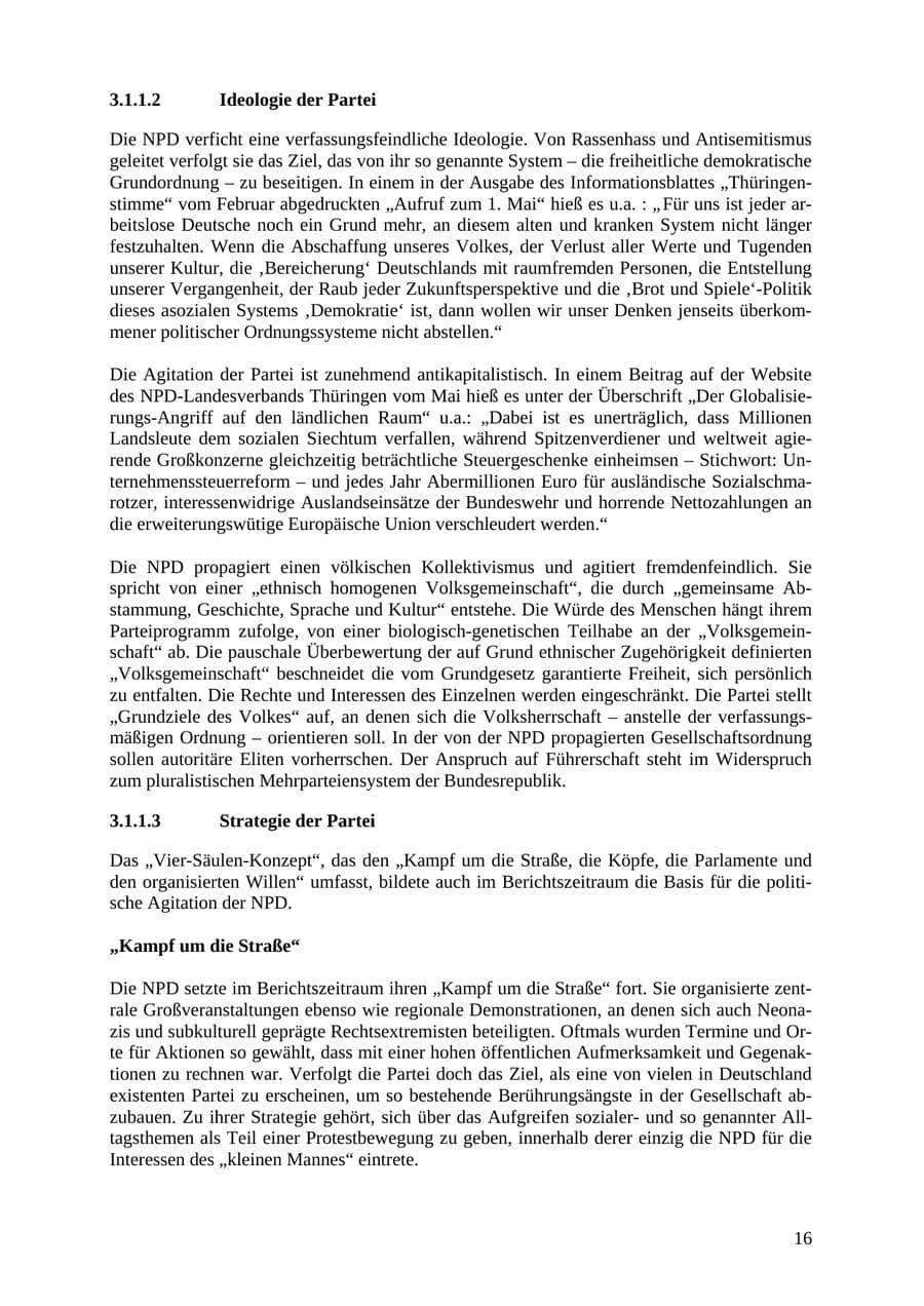 Seite 16 des Verfassungsschutzbericht 2007 Thüringen