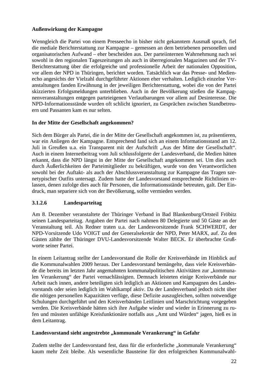 Seite 22 des Verfassungsschutzbericht 2007 Thüringen