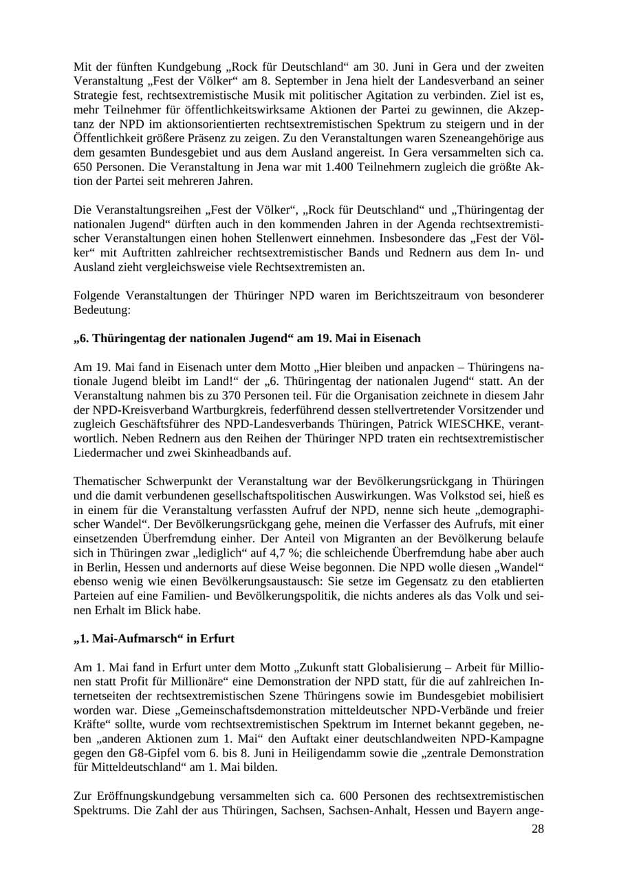 Seite 28 des Verfassungsschutzbericht 2007 Thüringen