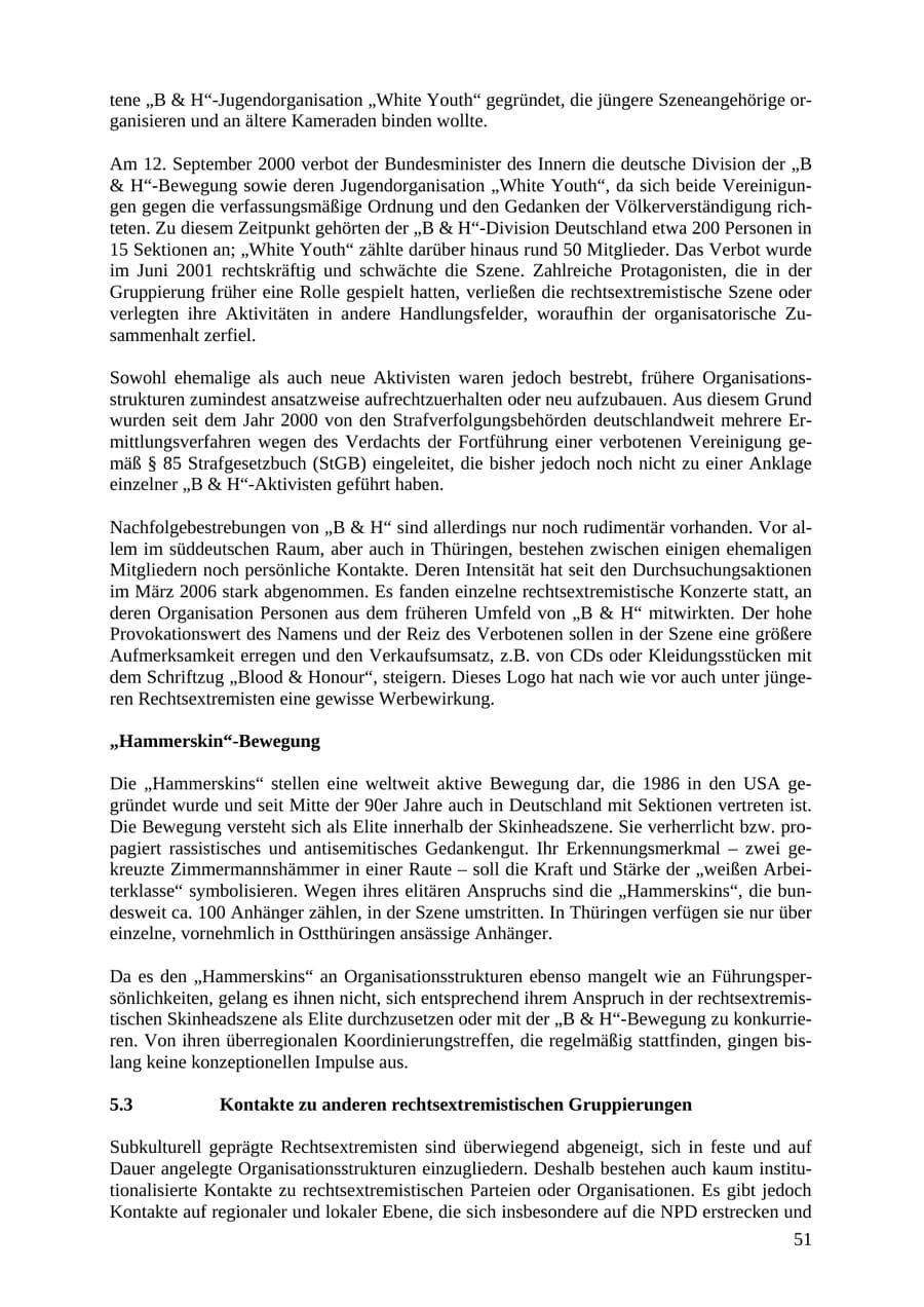 Seite 51 des Verfassungsschutzbericht 2007 Thüringen