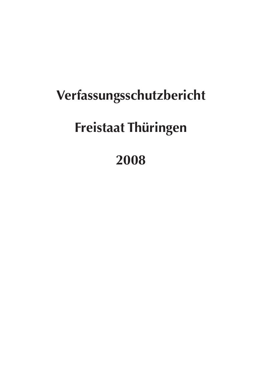 Seite 2 des Verfassungsschutzbericht 2008 Thüringen
