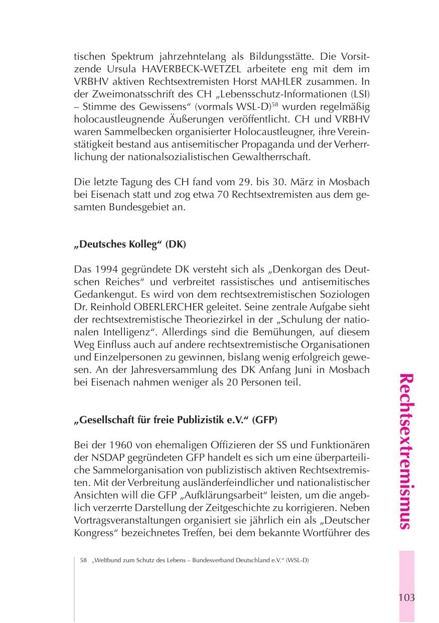 Seite 104 des Verfassungsschutzbericht 2008 Thüringen