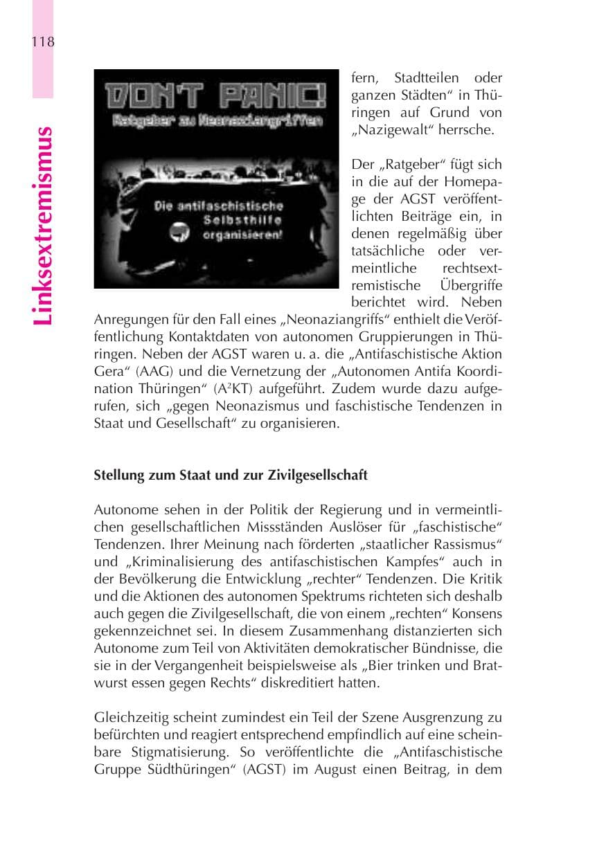 Seite 119 des Verfassungsschutzbericht 2008 Thüringen