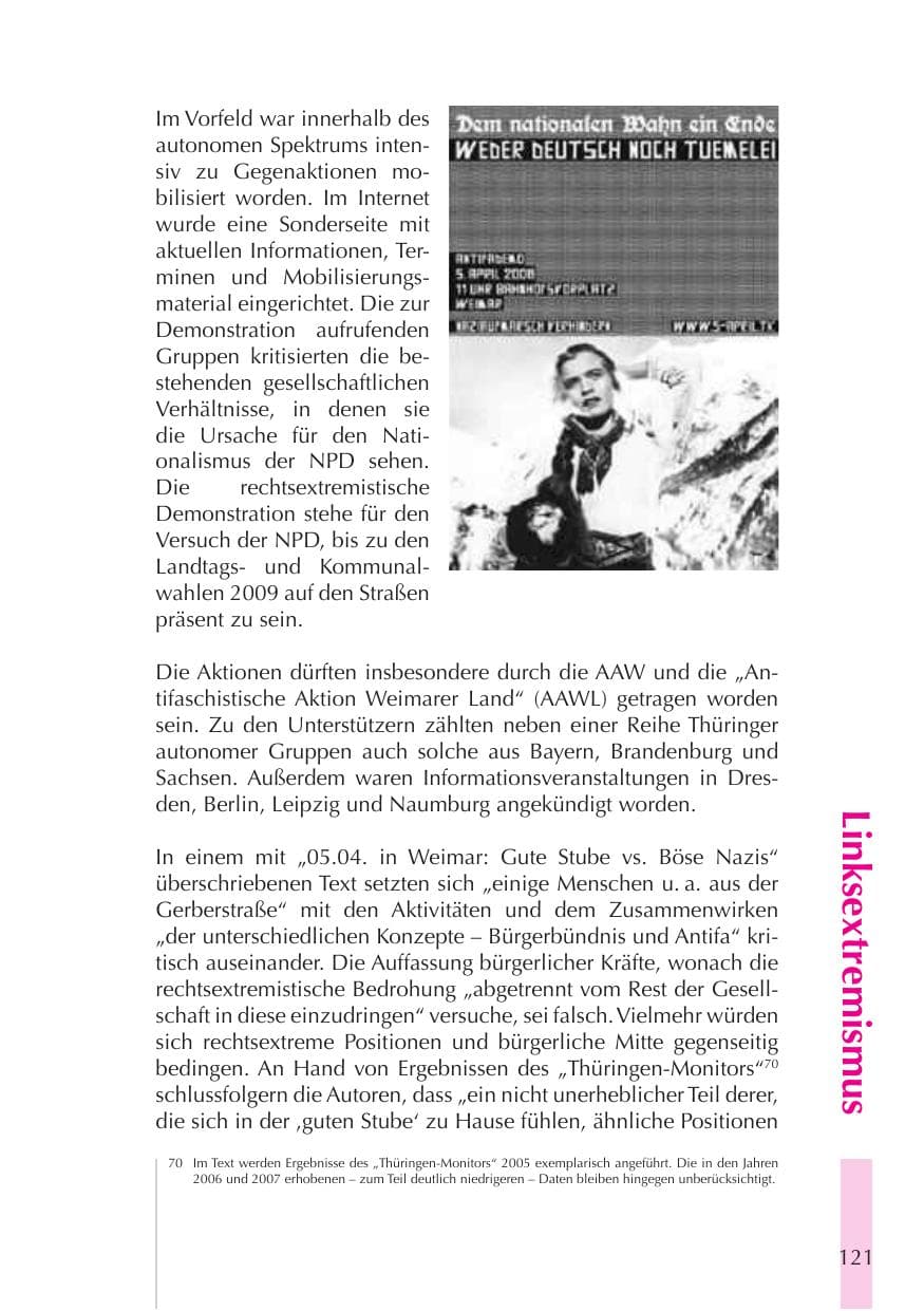 Seite 122 des Verfassungsschutzbericht 2008 Thüringen