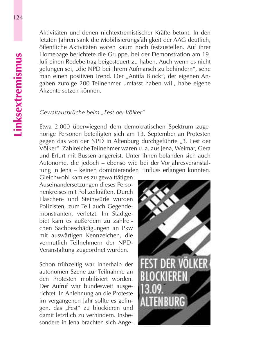 Seite 125 des Verfassungsschutzbericht 2008 Thüringen
