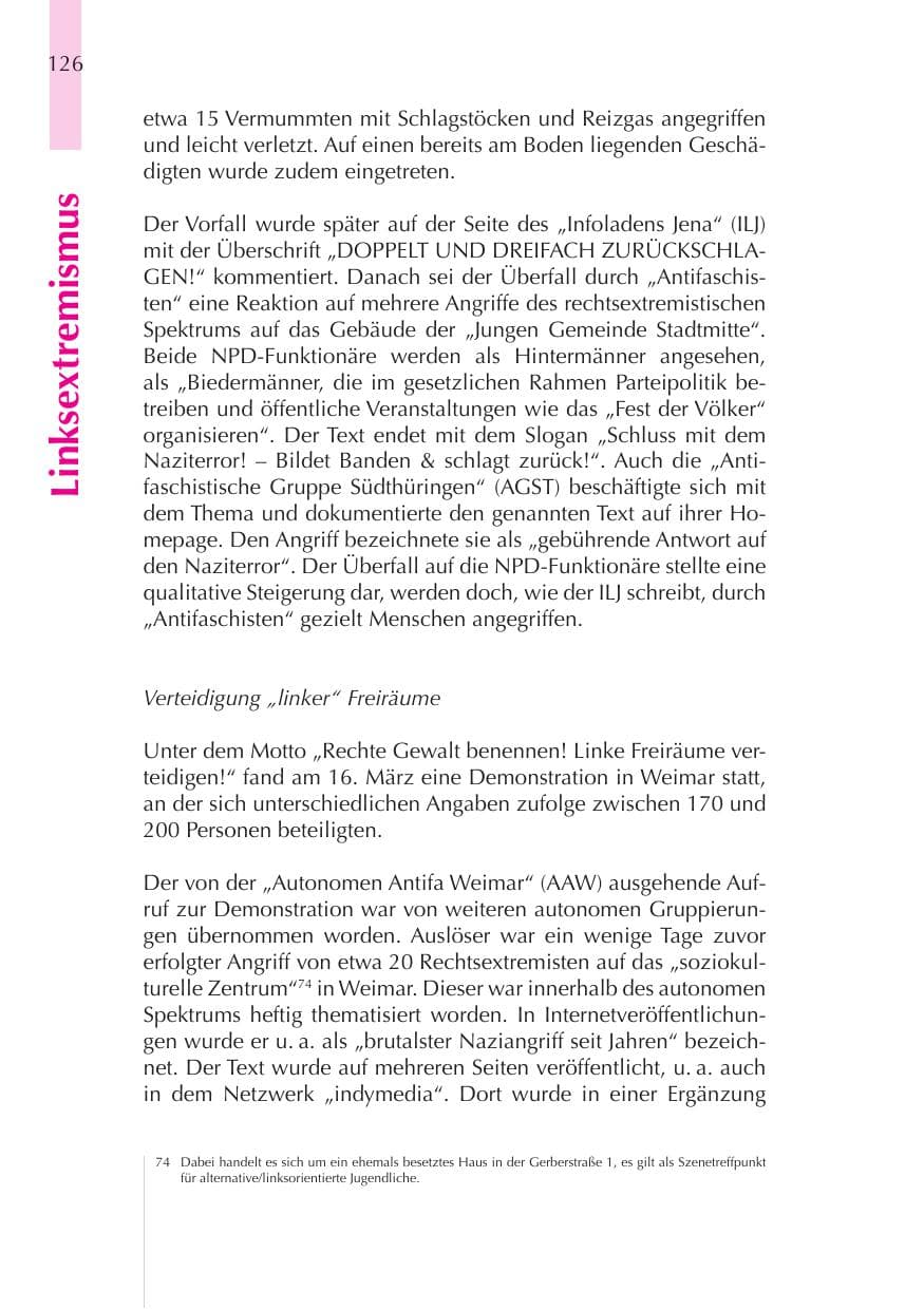 Seite 127 des Verfassungsschutzbericht 2008 Thüringen