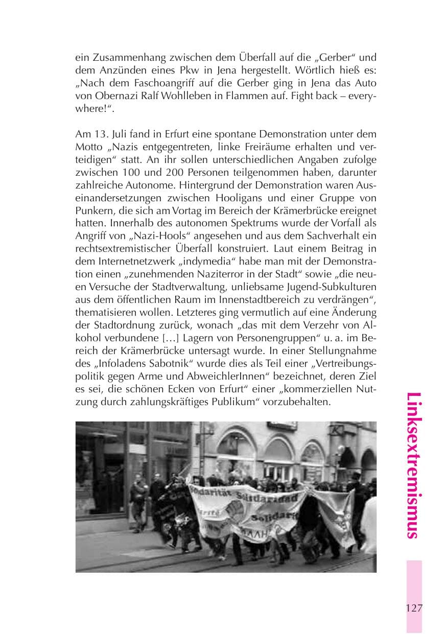 Seite 128 des Verfassungsschutzbericht 2008 Thüringen