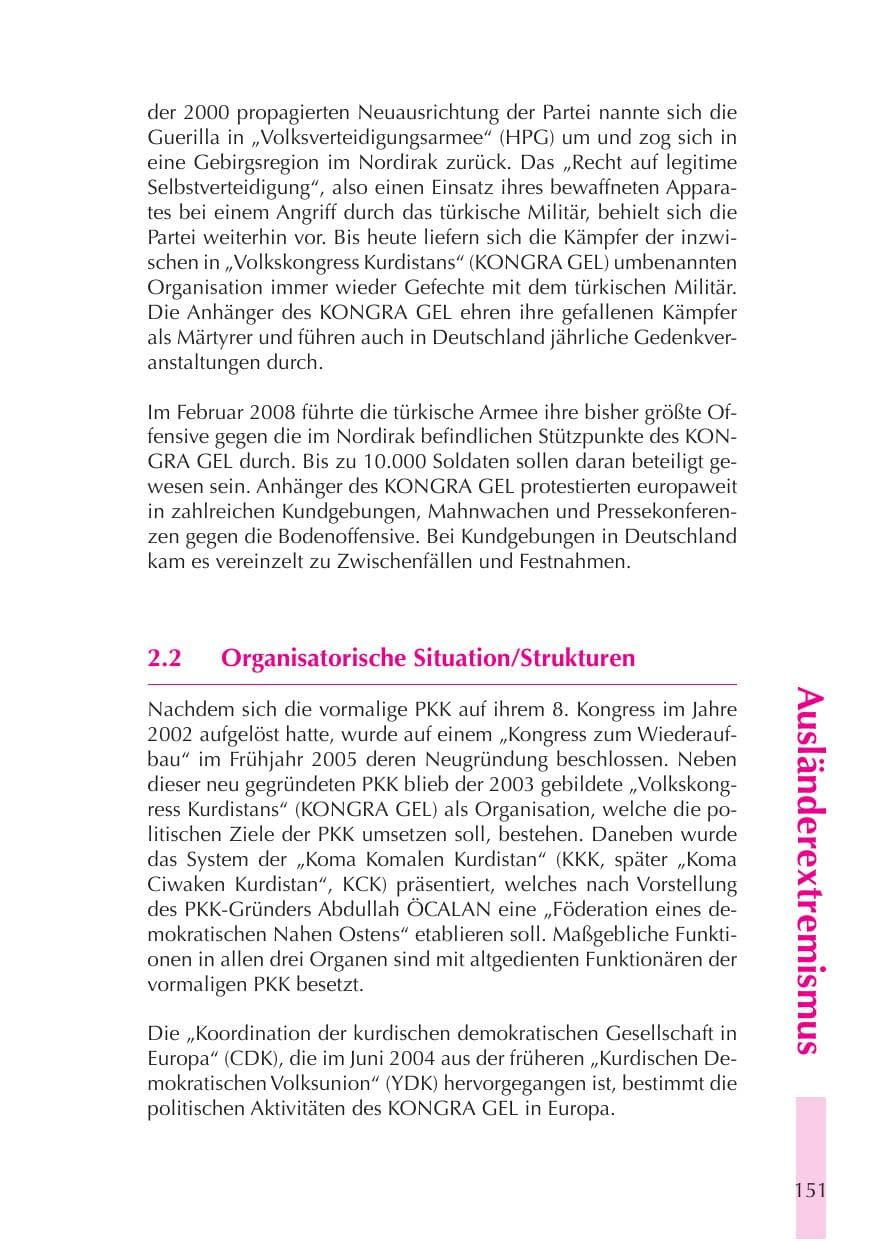 Seite 152 des Verfassungsschutzbericht 2008 Thüringen