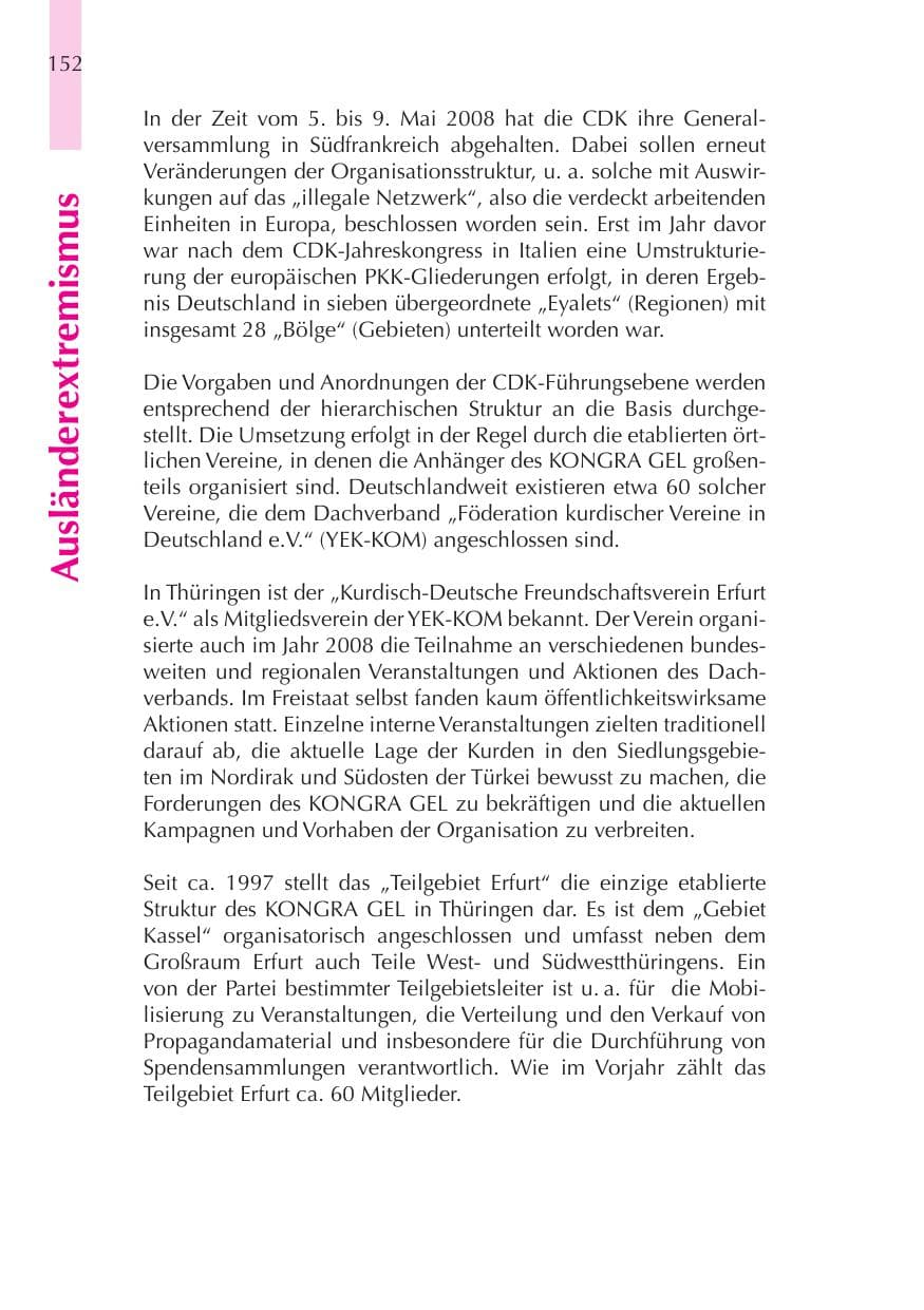 Seite 153 des Verfassungsschutzbericht 2008 Thüringen