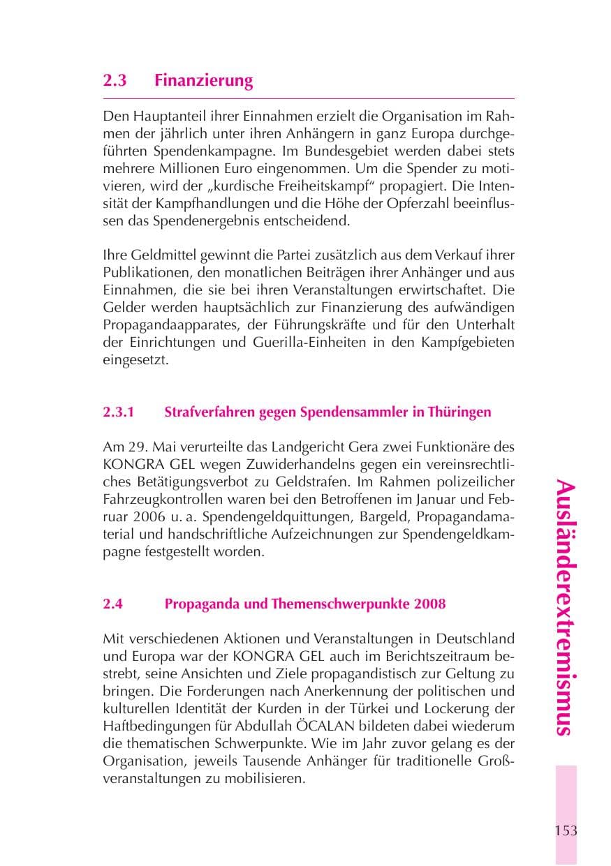 Seite 154 des Verfassungsschutzbericht 2008 Thüringen