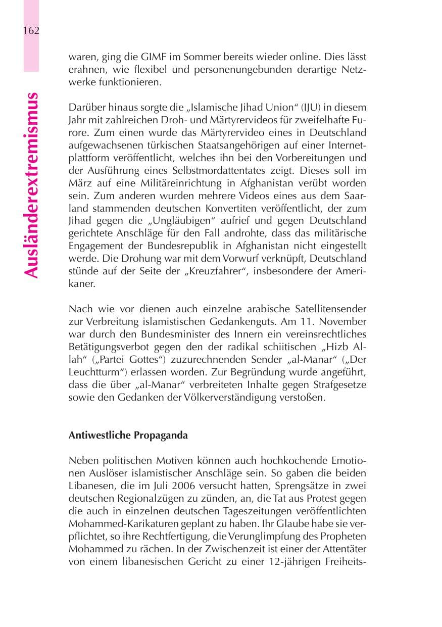 Seite 163 des Verfassungsschutzbericht 2008 Thüringen