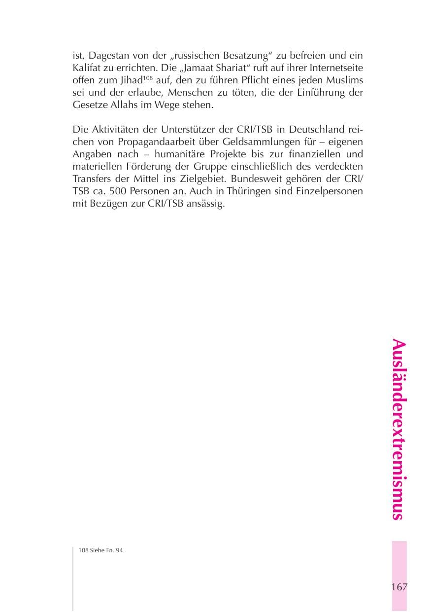 Seite 168 des Verfassungsschutzbericht 2008 Thüringen