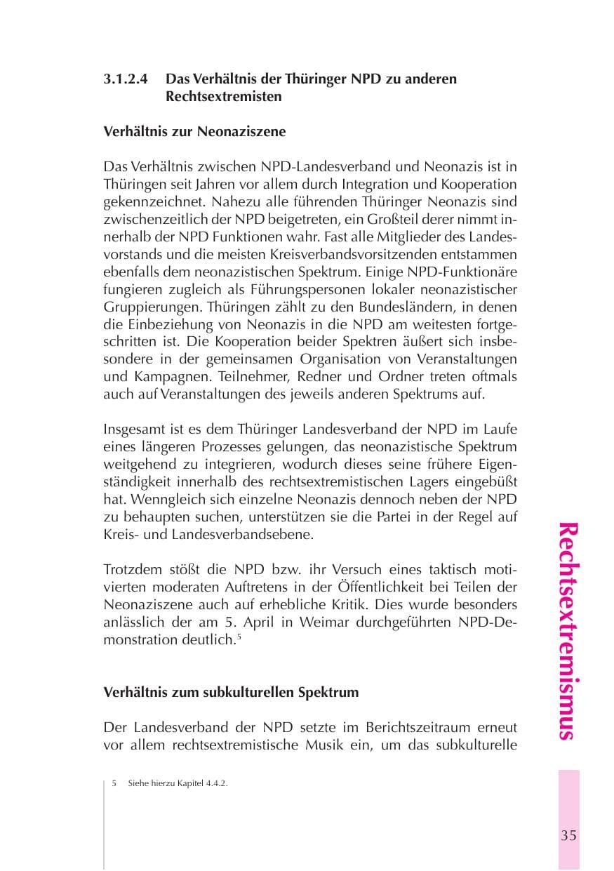 Seite 36 des Verfassungsschutzbericht 2008 Thüringen