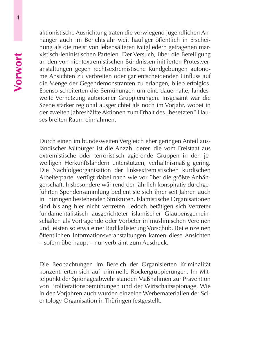 Seite 5 des Verfassungsschutzbericht 2008 Thüringen