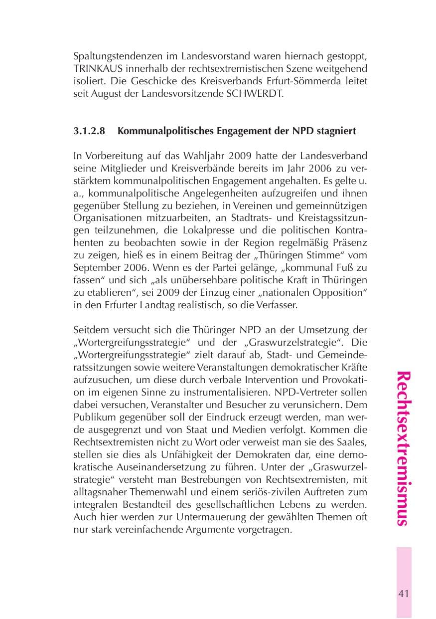 Seite 42 des Verfassungsschutzbericht 2008 Thüringen