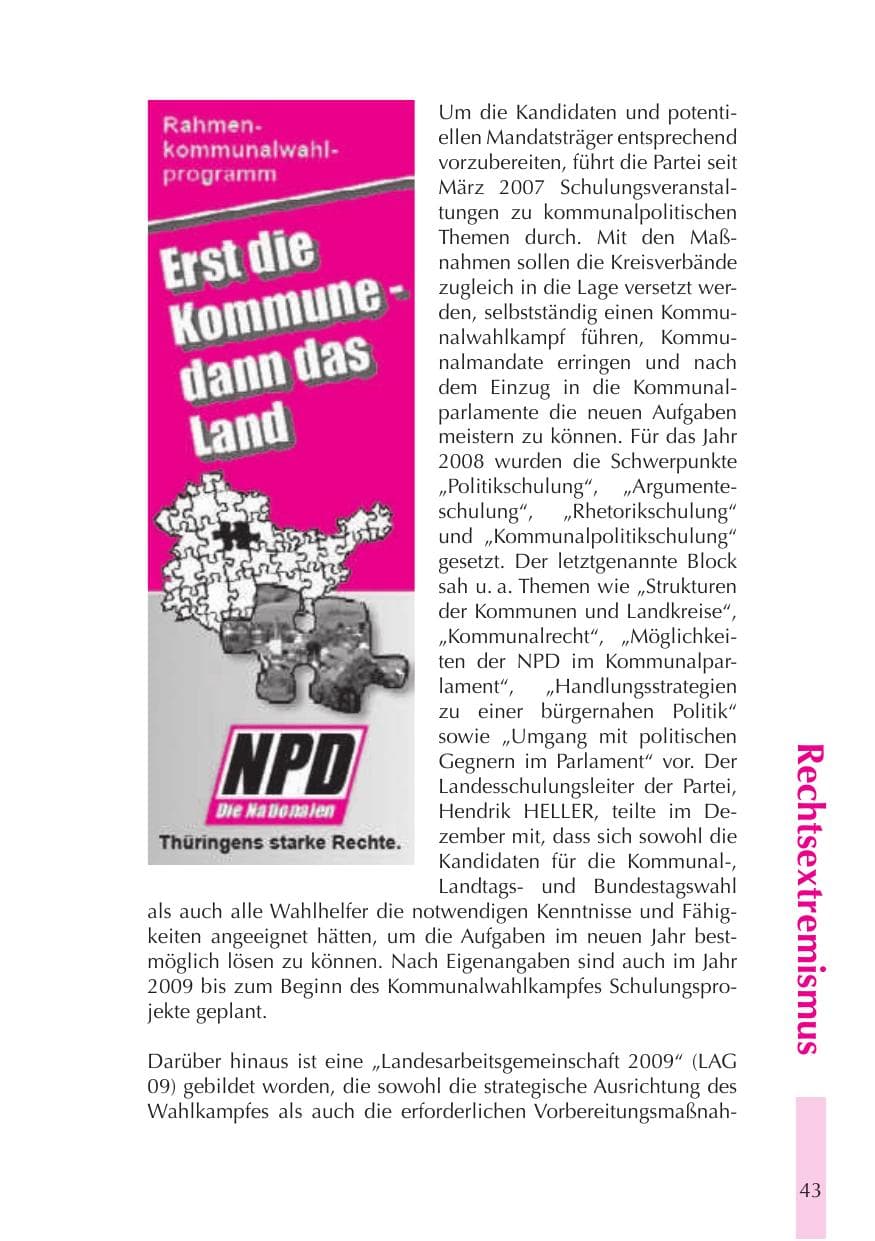 Seite 44 des Verfassungsschutzbericht 2008 Thüringen