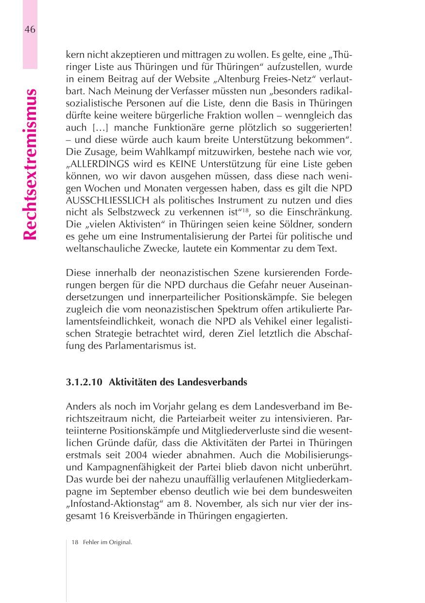 Seite 47 des Verfassungsschutzbericht 2008 Thüringen