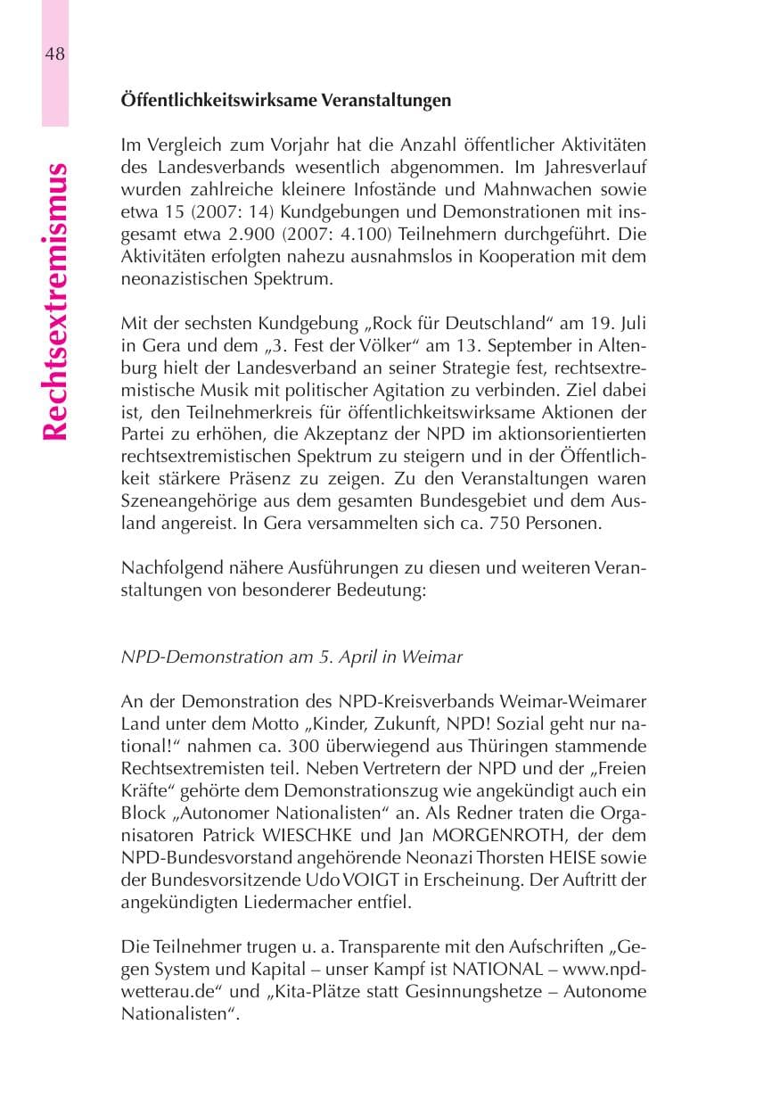 Seite 49 des Verfassungsschutzbericht 2008 Thüringen