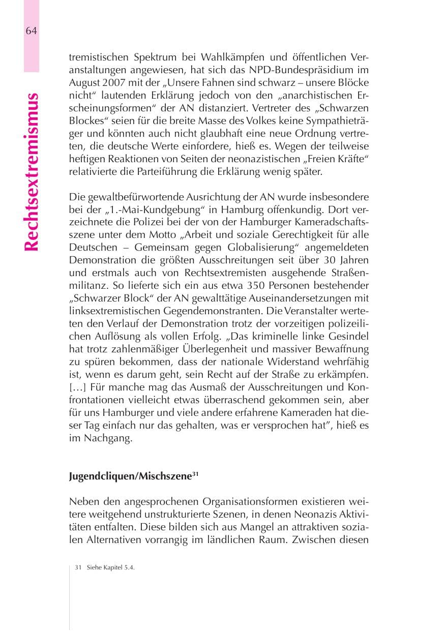 Seite 65 des Verfassungsschutzbericht 2008 Thüringen