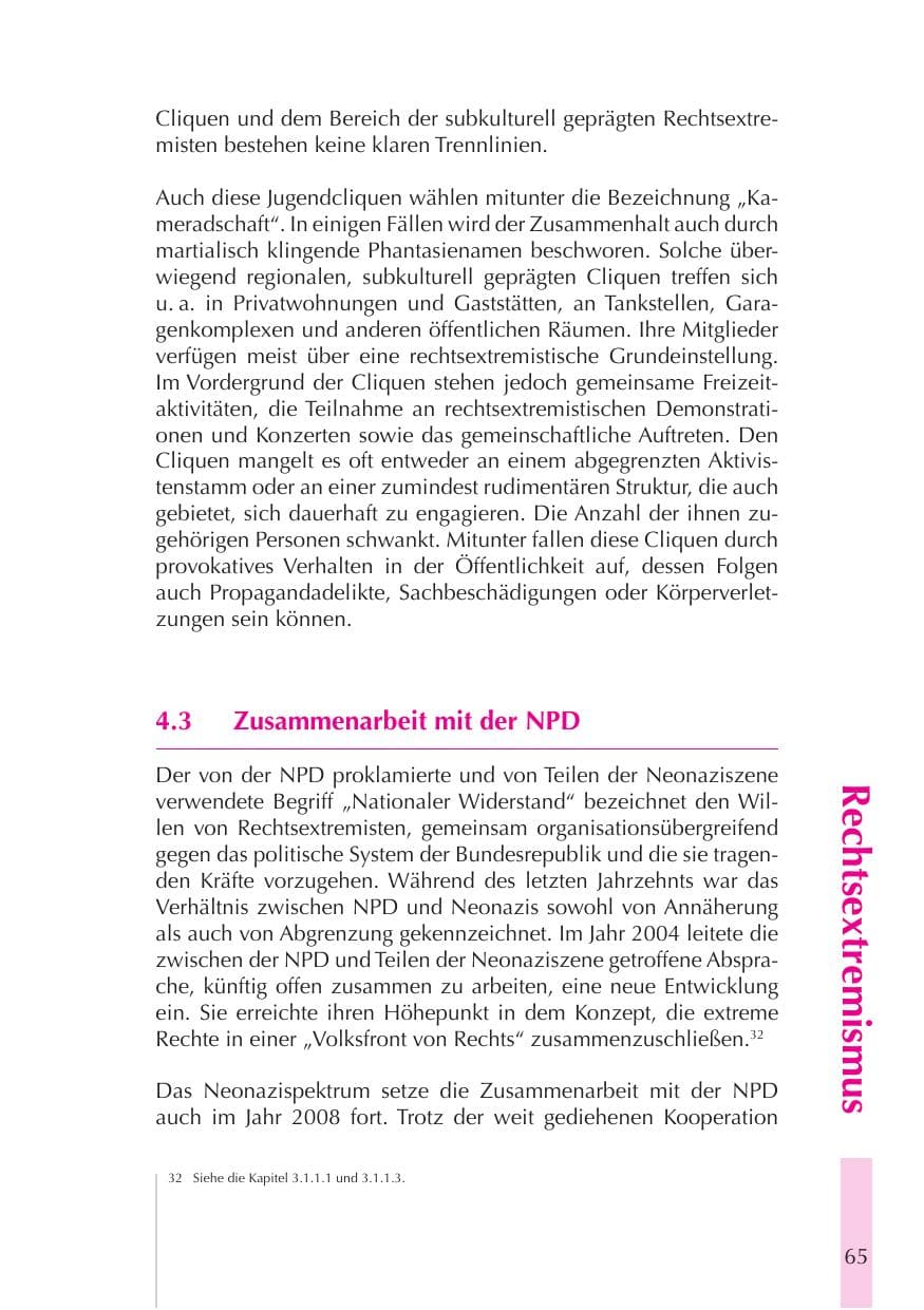 Seite 66 des Verfassungsschutzbericht 2008 Thüringen