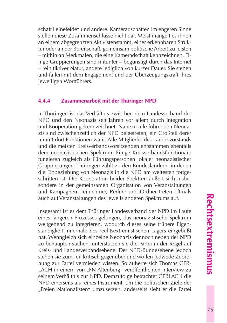 Seite 76 des Verfassungsschutzbericht 2008 Thüringen