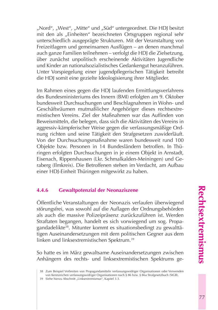Seite 78 des Verfassungsschutzbericht 2008 Thüringen