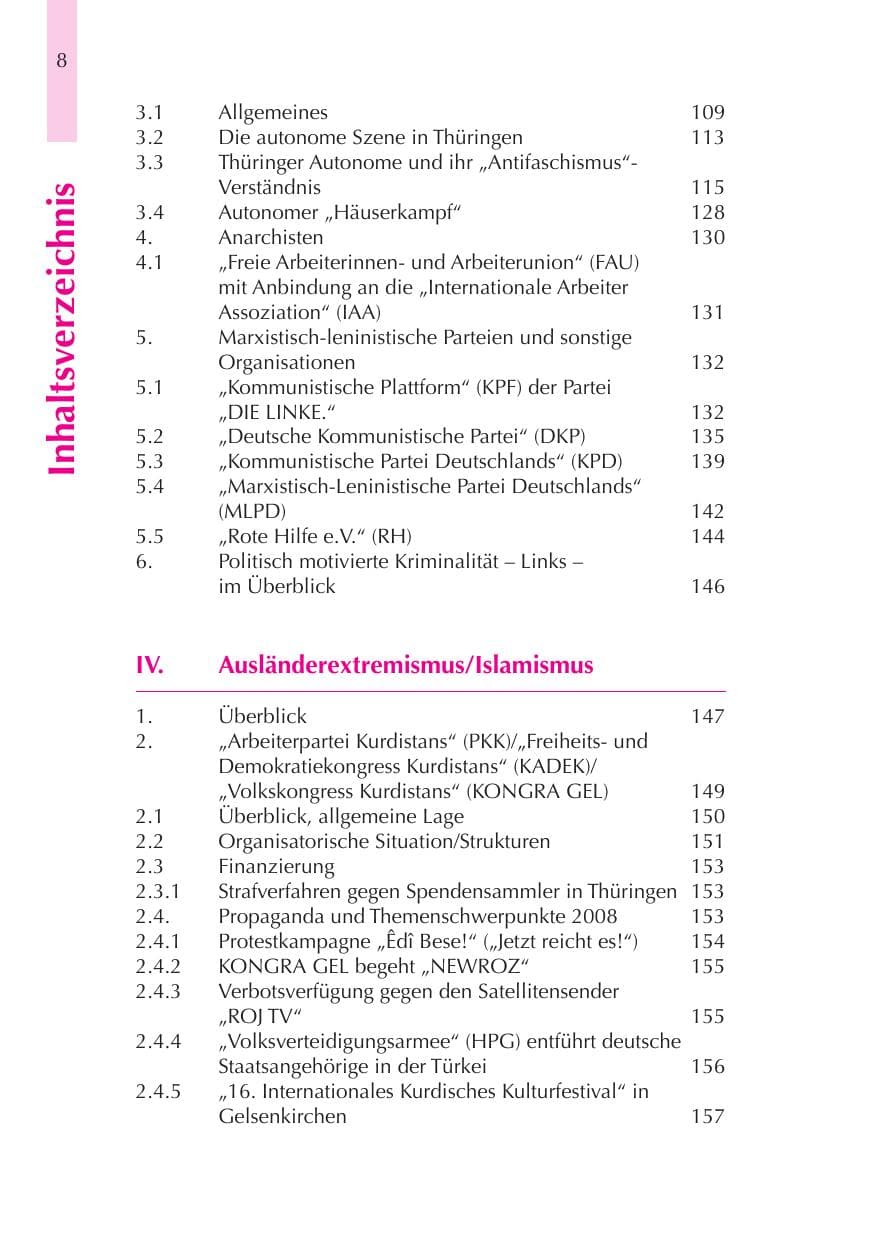 Seite 9 des Verfassungsschutzbericht 2008 Thüringen