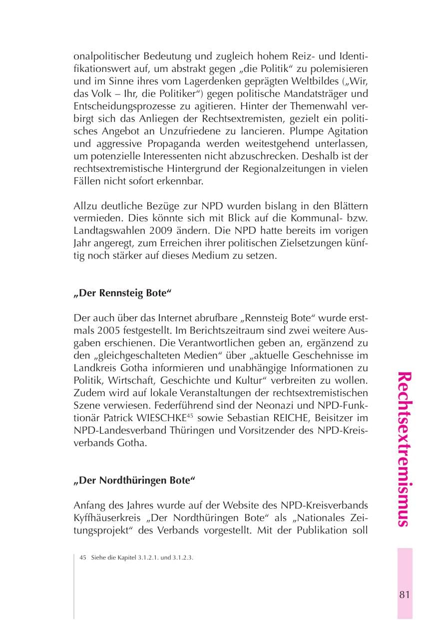 Seite 82 des Verfassungsschutzbericht 2008 Thüringen