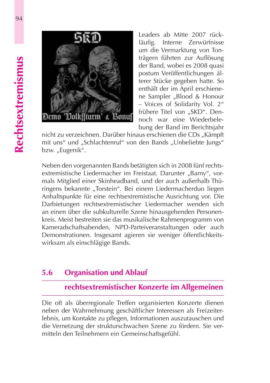 Seite 95 des Verfassungsschutzbericht 2008 Thüringen