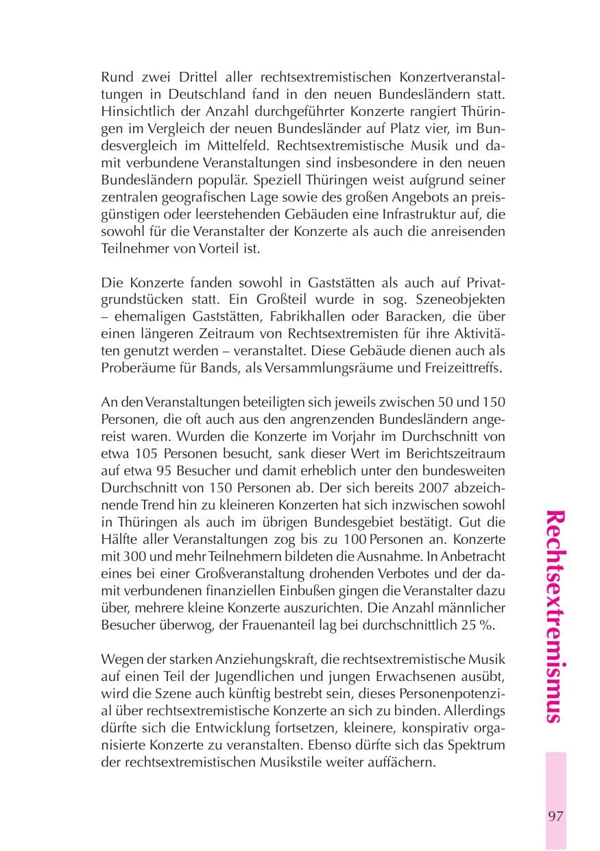 Seite 98 des Verfassungsschutzbericht 2008 Thüringen
