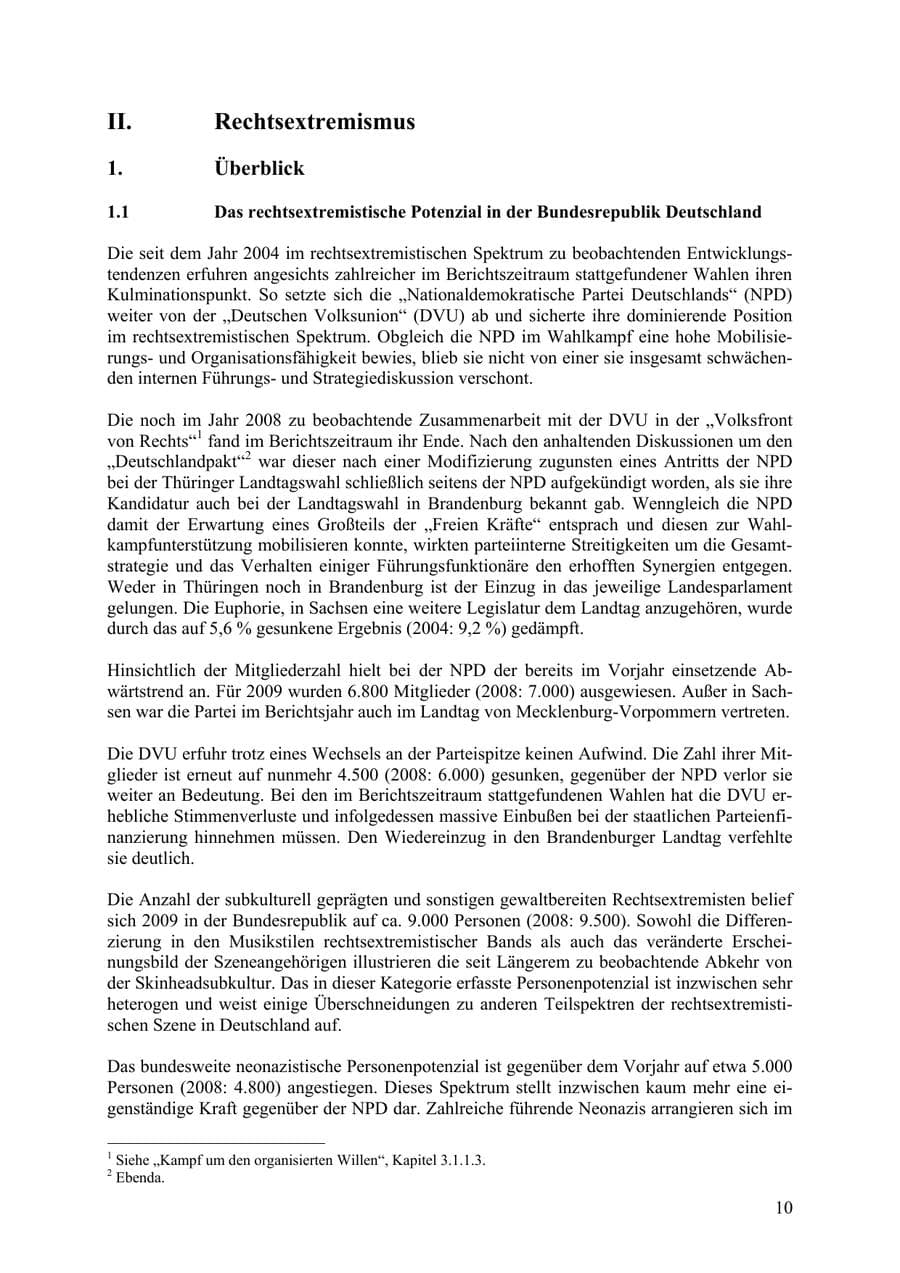 Seite 11 des Verfassungsschutzbericht 2009 Thüringen