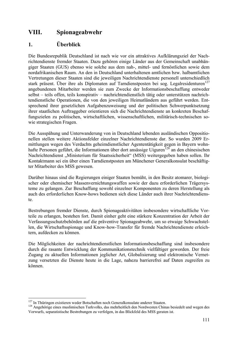 Seite 112 des Verfassungsschutzbericht 2009 Thüringen