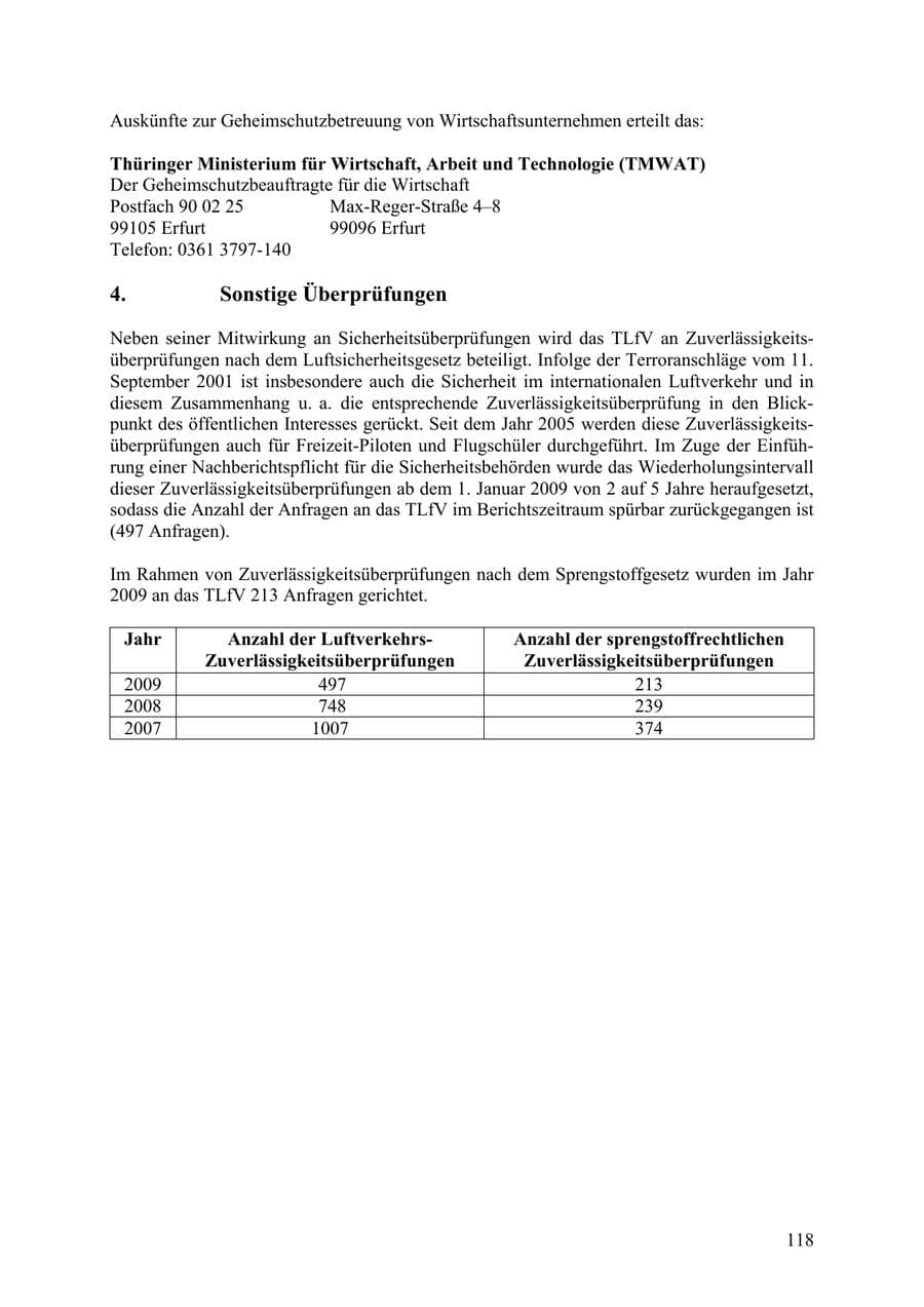 Seite 119 des Verfassungsschutzbericht 2009 Thüringen
