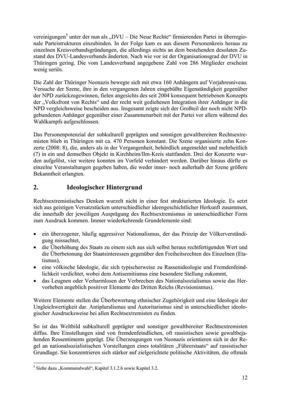 Seite 13 des Verfassungsschutzbericht 2009 Thüringen