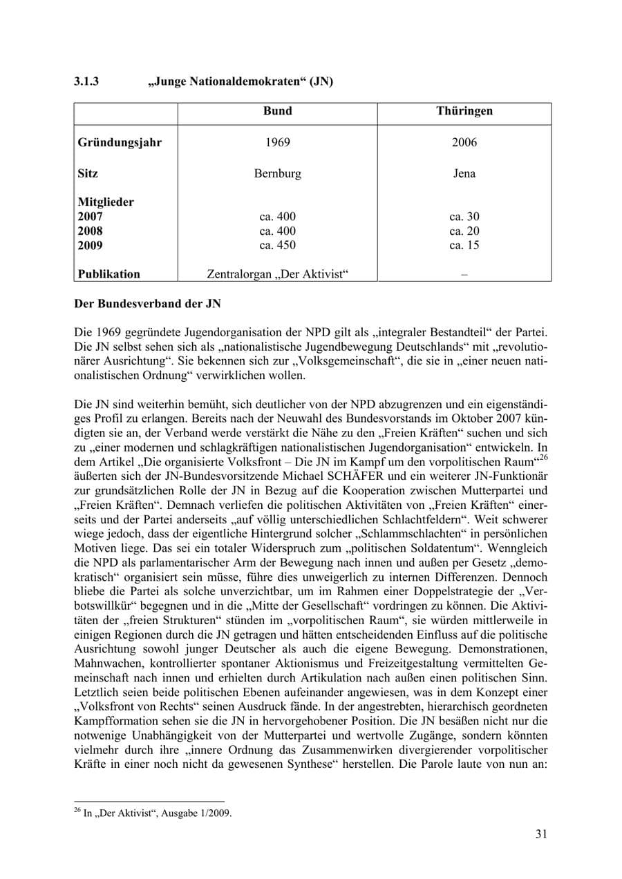 Seite 32 des Verfassungsschutzbericht 2009 Thüringen