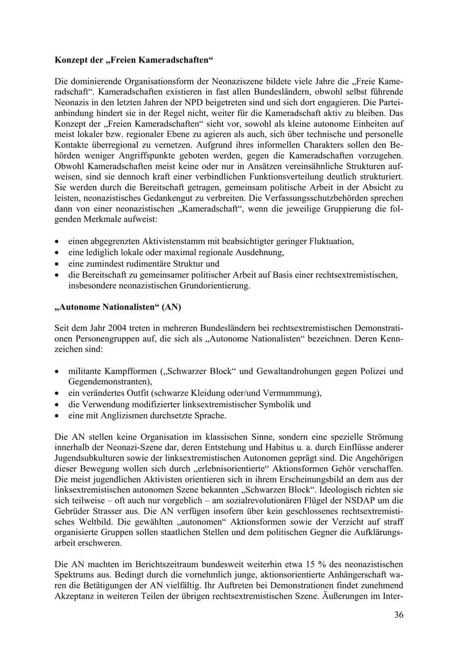 Seite 37 des Verfassungsschutzbericht 2009 Thüringen