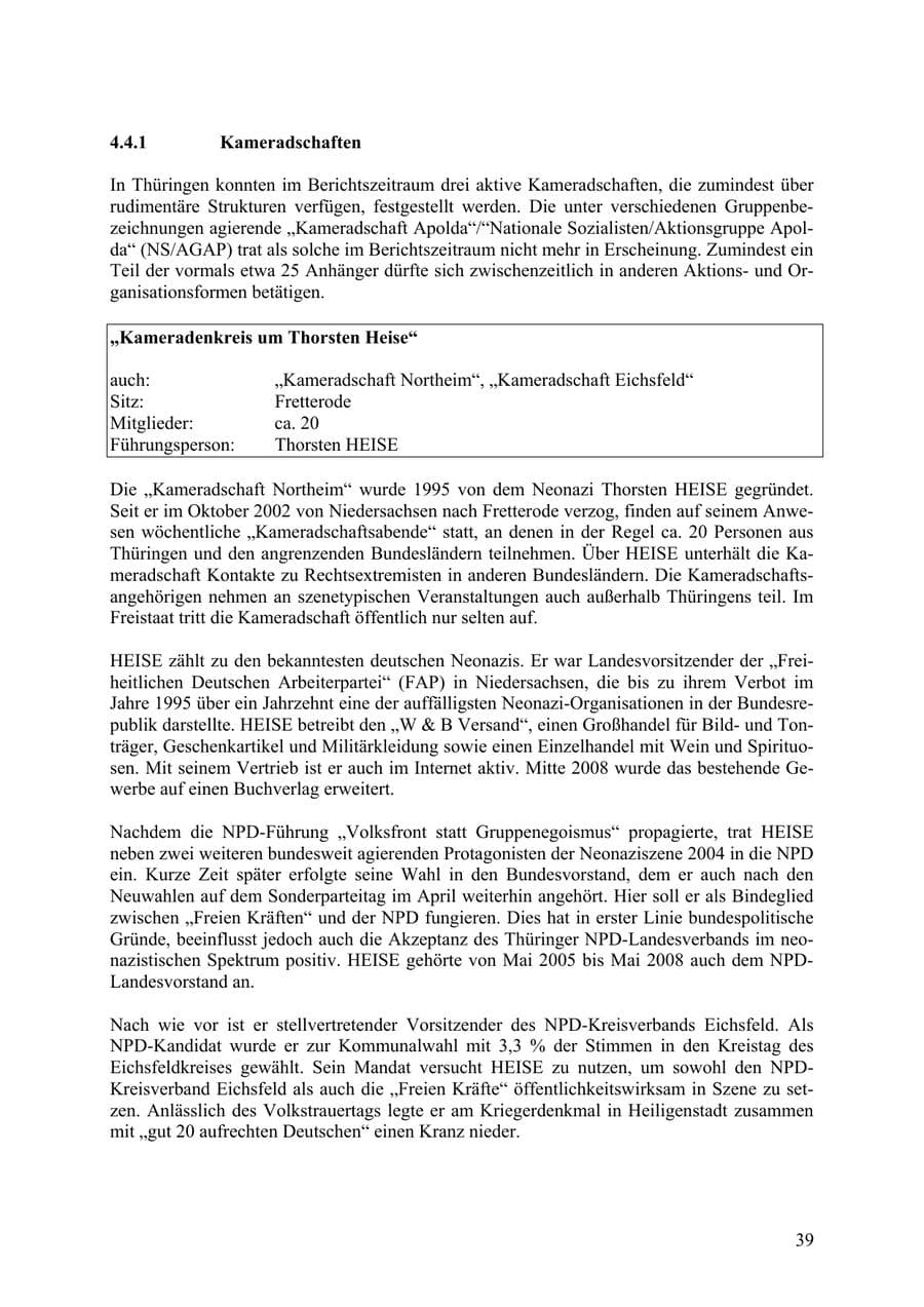 Seite 40 des Verfassungsschutzbericht 2009 Thüringen