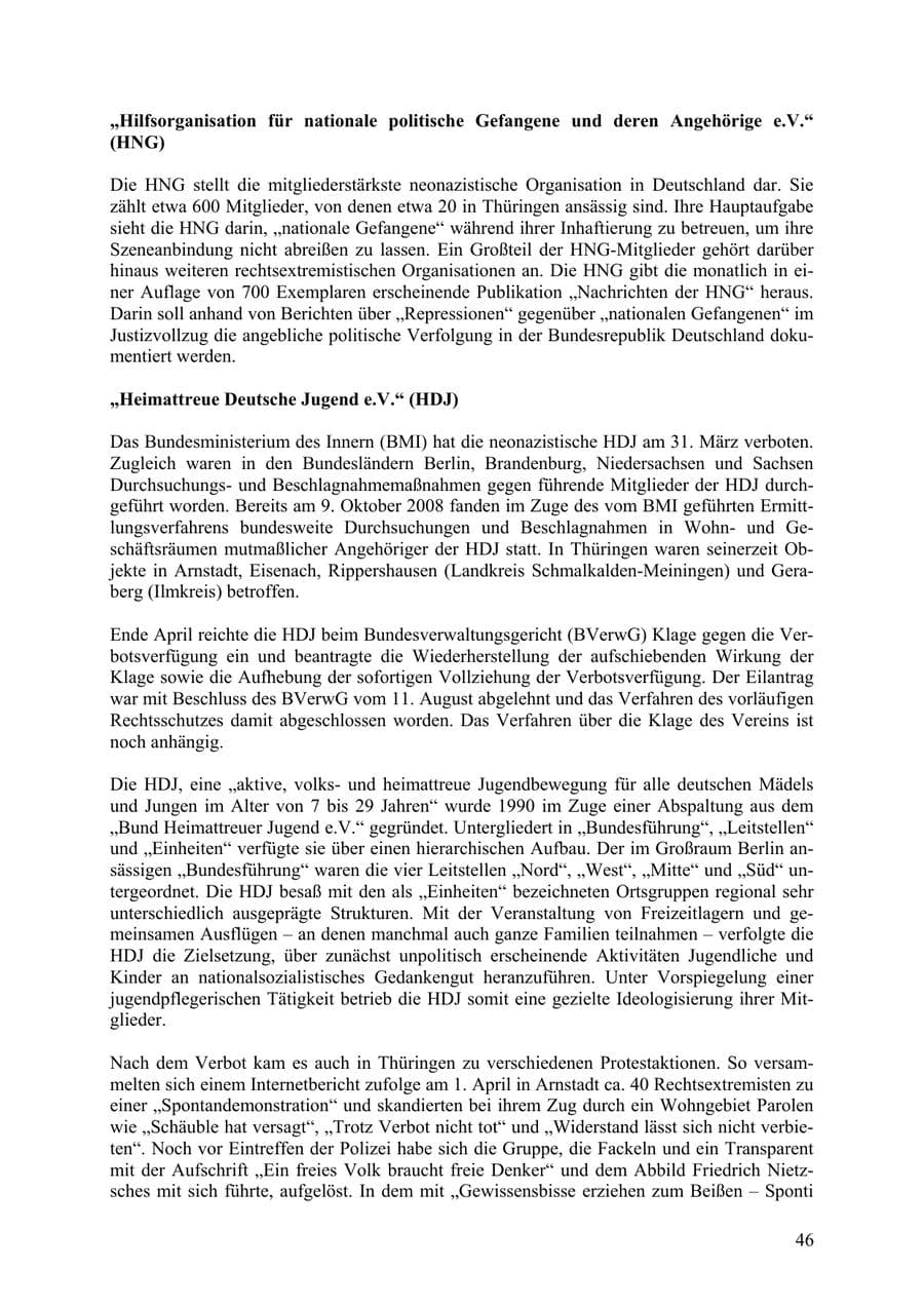 Seite 47 des Verfassungsschutzbericht 2009 Thüringen