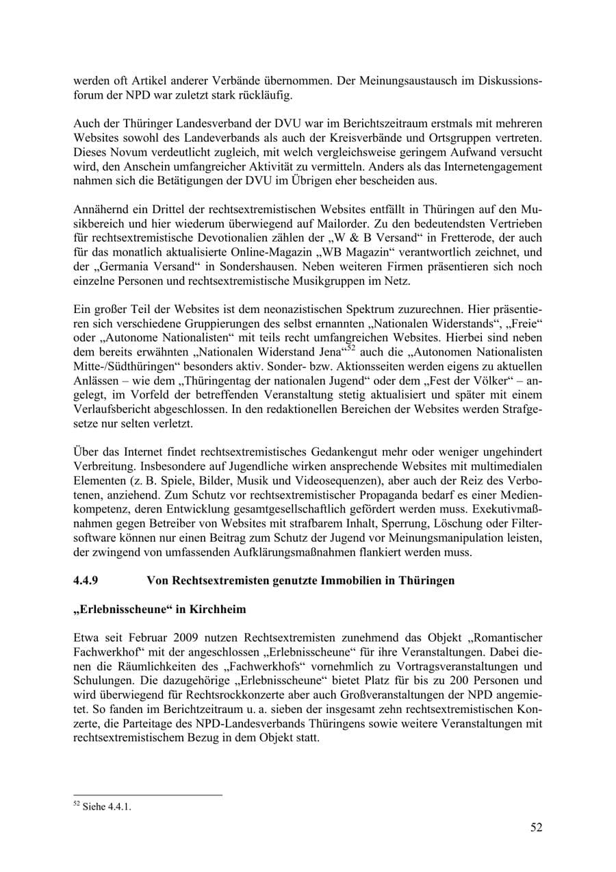 Seite 53 des Verfassungsschutzbericht 2009 Thüringen