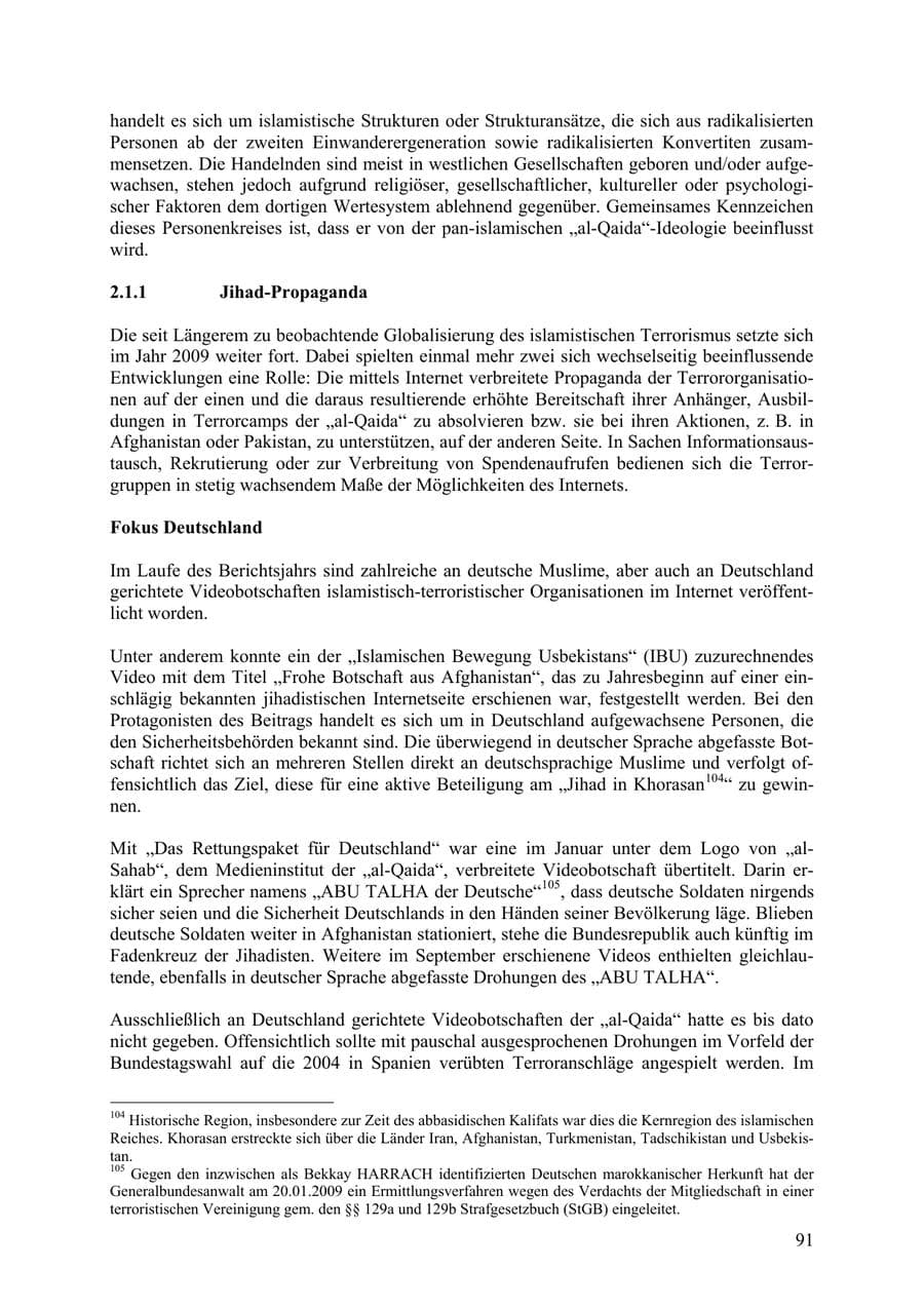 Seite 92 des Verfassungsschutzbericht 2009 Thüringen