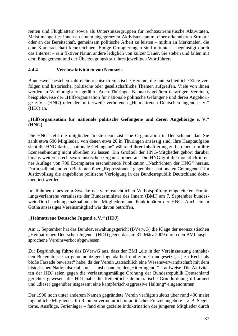 Seite 38 des Verfassungsschutzbericht 2010 Thüringen