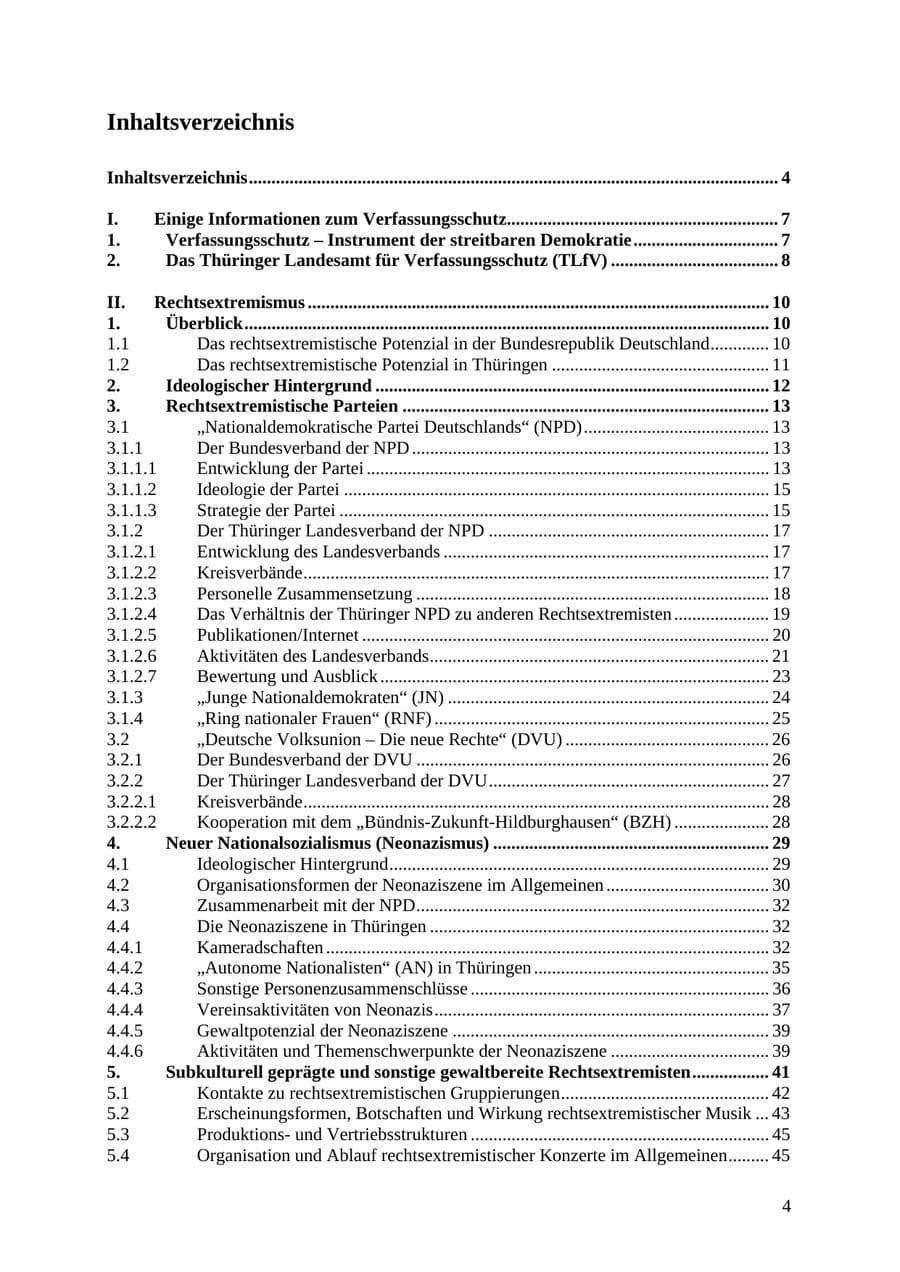 Seite 5 des Verfassungsschutzbericht 2010 Thüringen