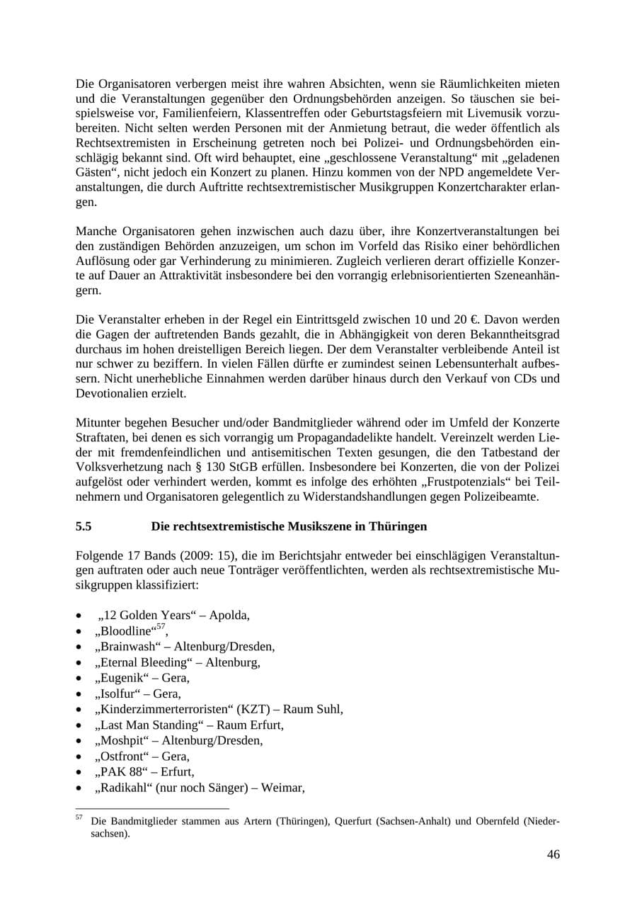 Seite 47 des Verfassungsschutzbericht 2010 Thüringen