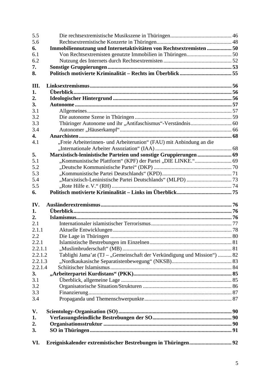 Seite 6 des Verfassungsschutzbericht 2010 Thüringen