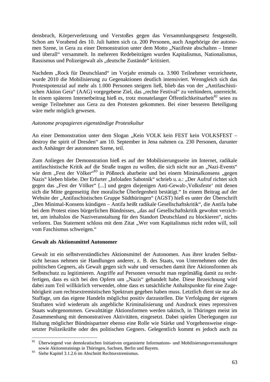 Seite 64 des Verfassungsschutzbericht 2010 Thüringen