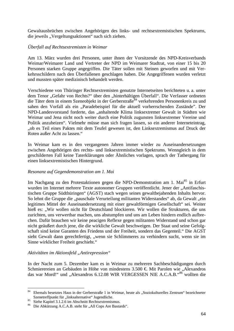 Seite 65 des Verfassungsschutzbericht 2010 Thüringen